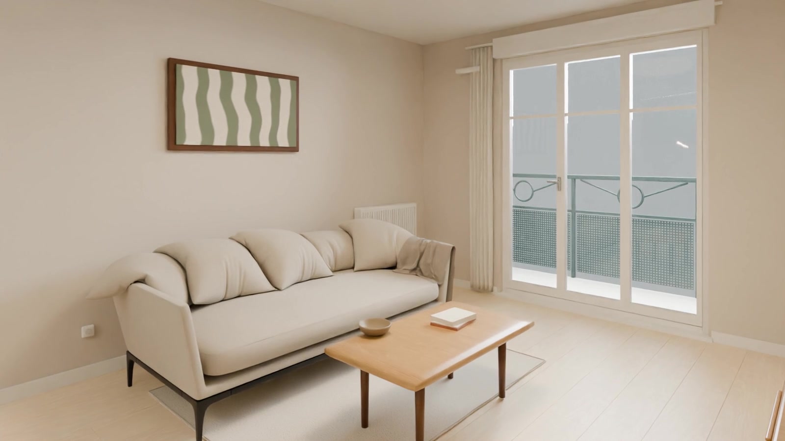 Proposed furnished interior visualization for the published Sartrouville apartment study