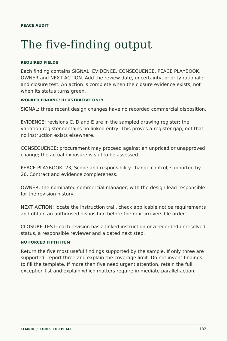 Actual ebook page 102: A worked audit finding